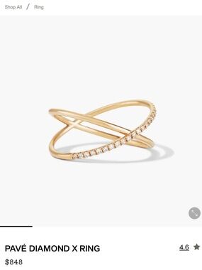 Gold Pavé Diamond X Ring